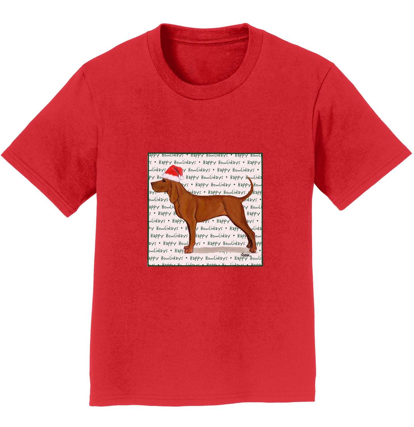 Redbone Coonhound Happy Howlidays Text - Kids' Unisex T-Shirt