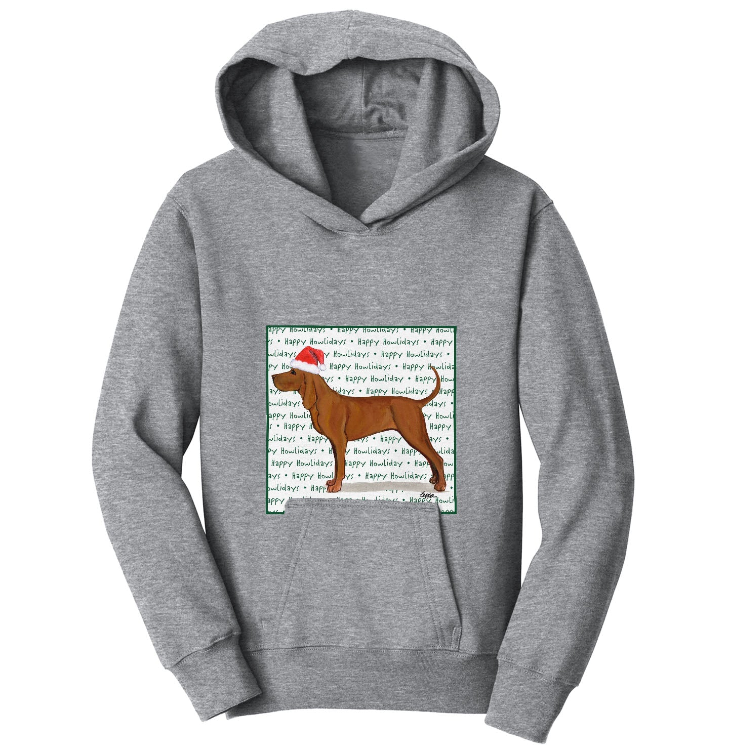 Redbone Coonhound Happy Howlidays Text - Kids' Unisex Hoodie Sweatshirt