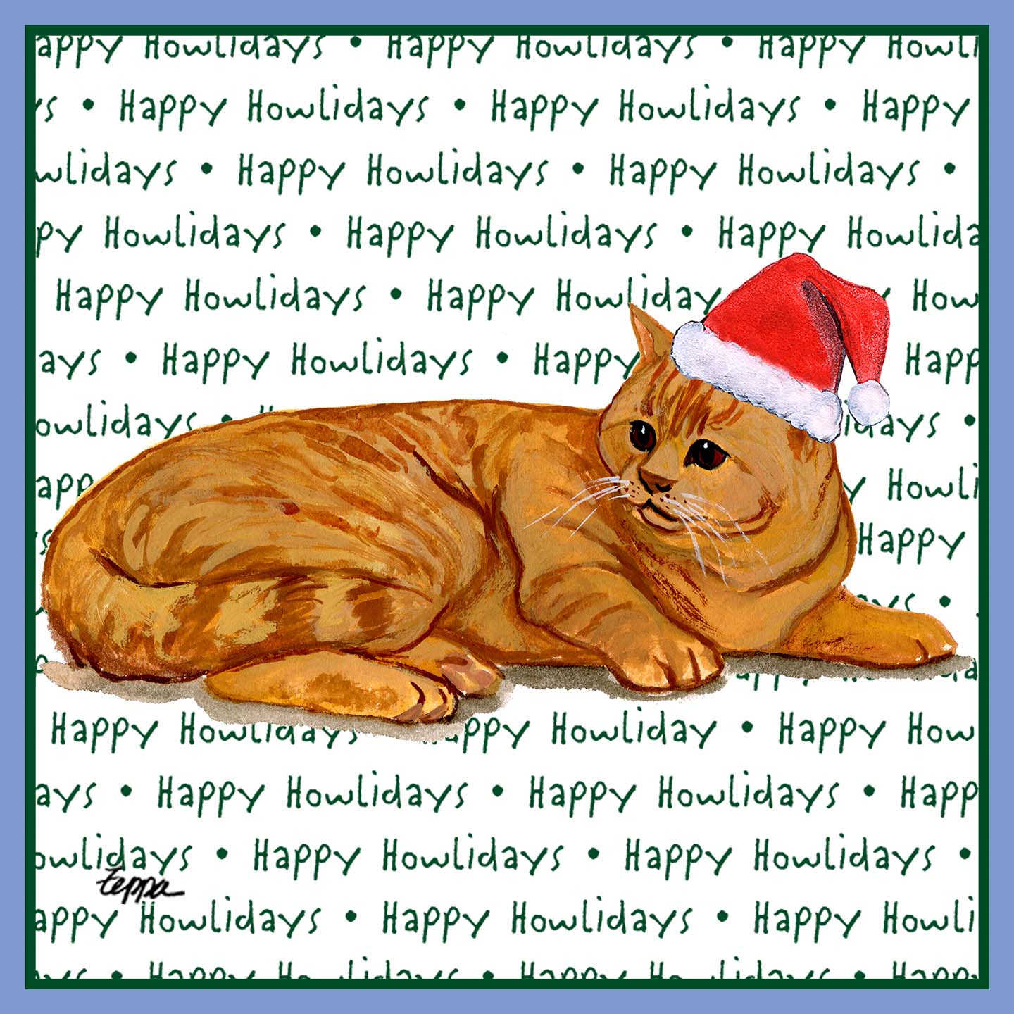 Red Tabby Cat Happy Howlidays Text - Women's Tri-Blend T-Shirt