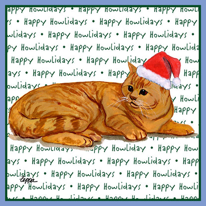 Red Tabby Cat Happy Howlidays Text - Women's Tri-Blend T-Shirt