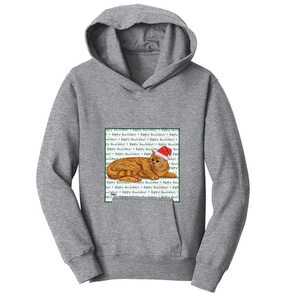 Red Tabby Cat Happy Howlidays Text - Kids' Unisex Hoodie Sweatshirt