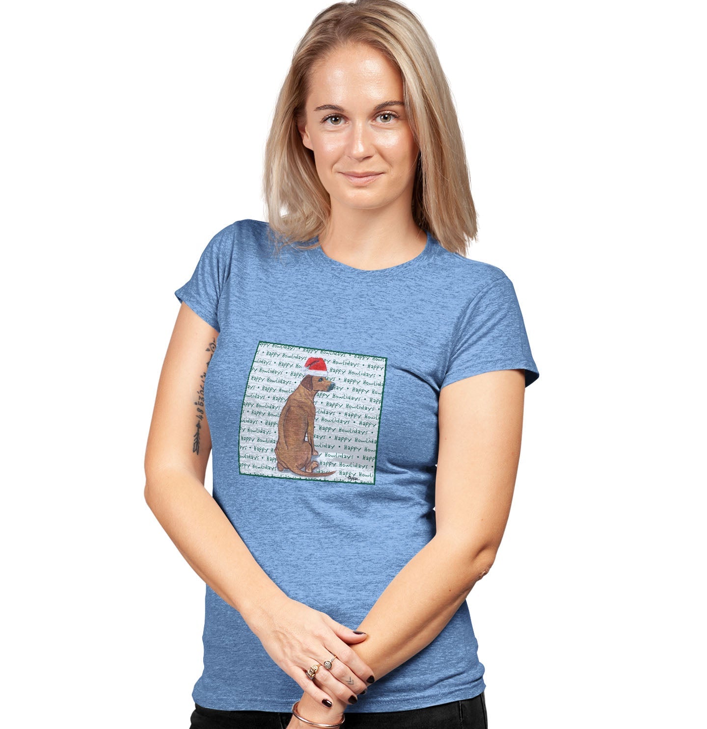 Rhodesian Ridgeback Happy Howlidays Text - Women's Tri-Blend T-Shirt