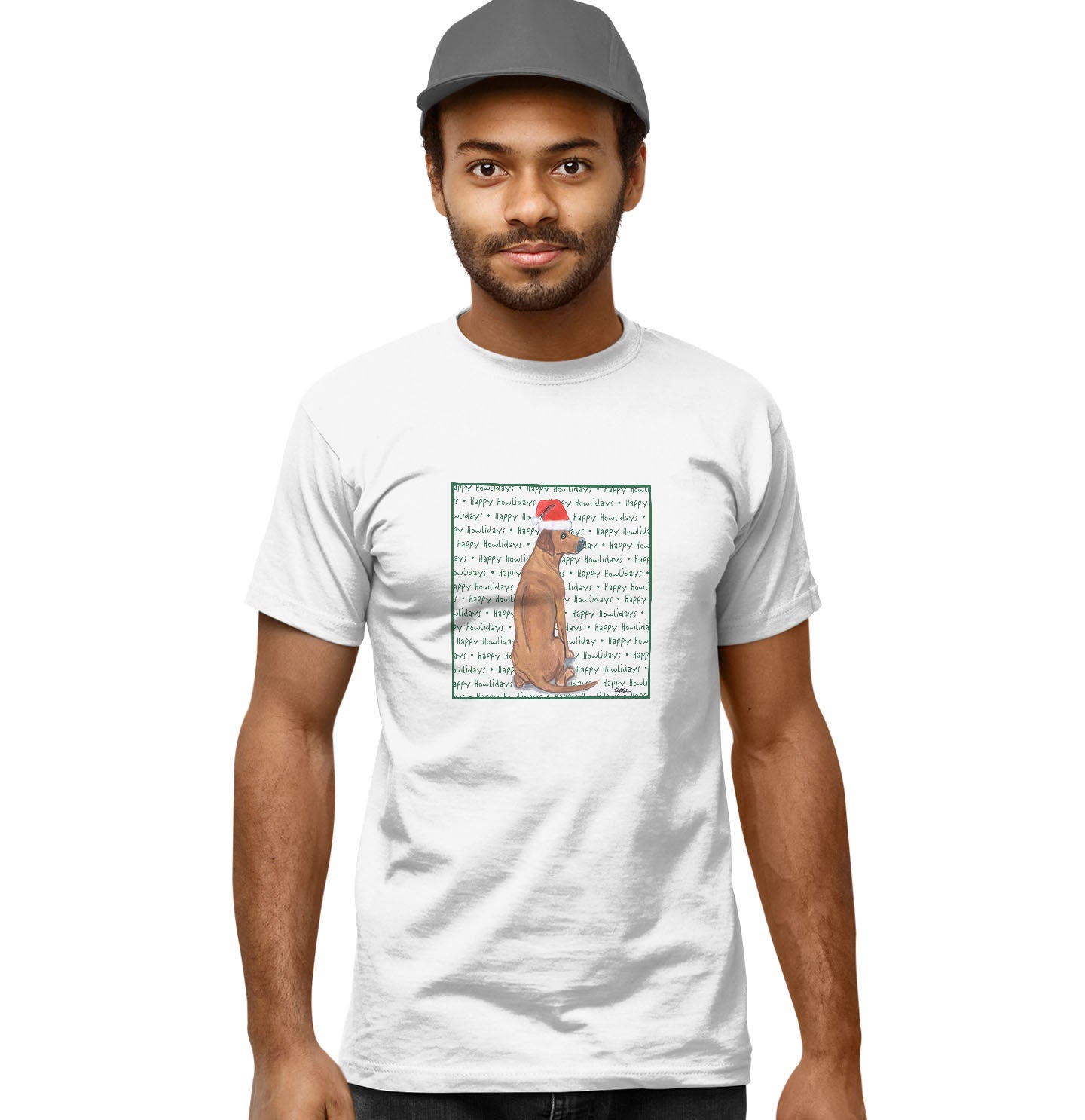 Rhodesian Ridgeback Happy Howlidays Text - Adult Unisex T-Shirt