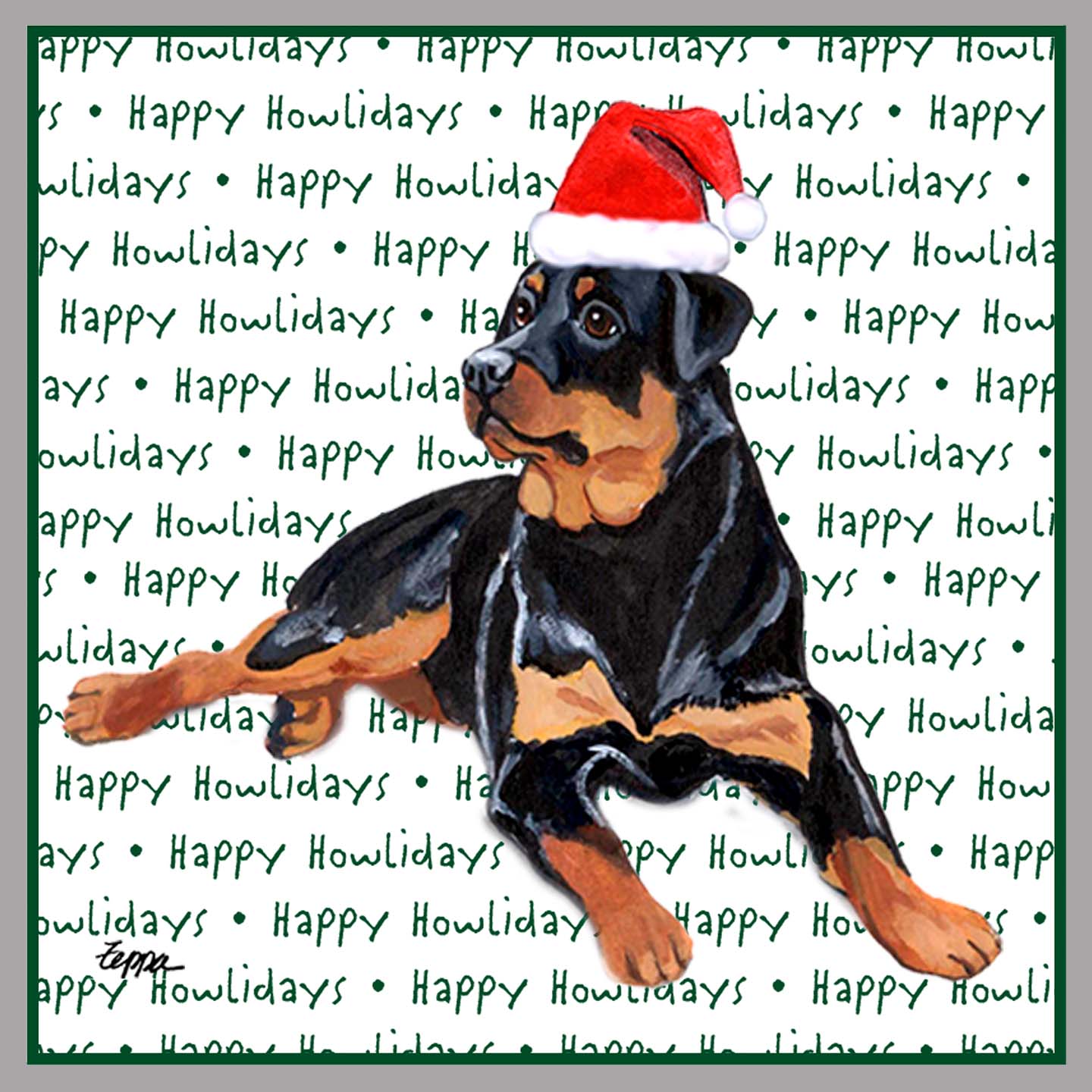 Rottweiler Happy Howlidays Text - Women's V-Neck Long Sleeve T-Shirt