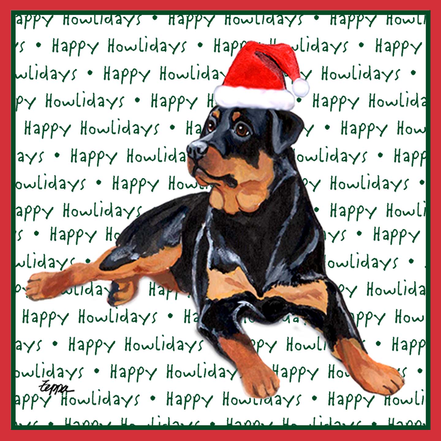 Rottweiler Happy Howlidays Text - Adult Unisex T-Shirt