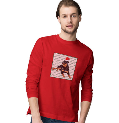 Rottweiler Happy Howlidays Text - Adult Unisex Long Sleeve T-Shirt