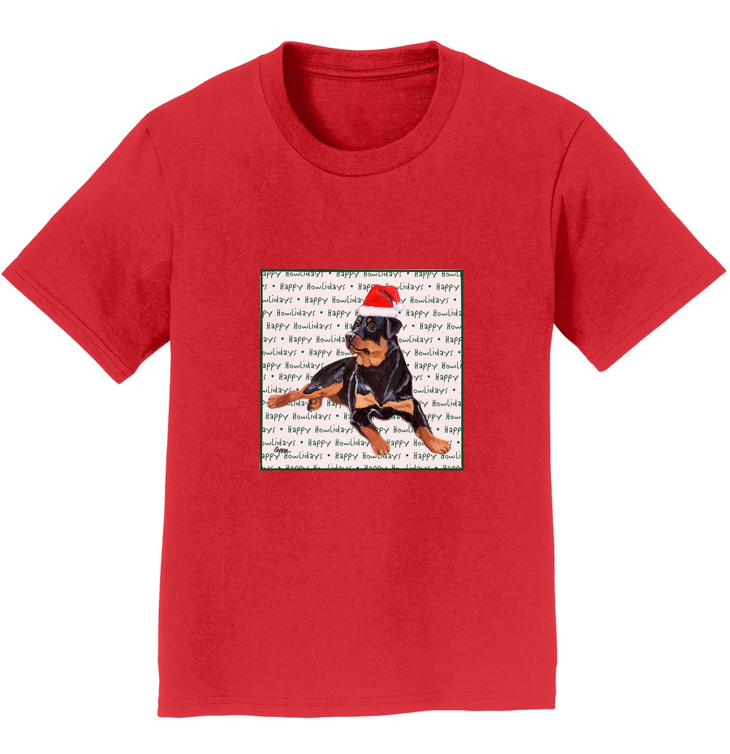 Rottweiler Happy Howlidays Text - Kids' Unisex T-Shirt