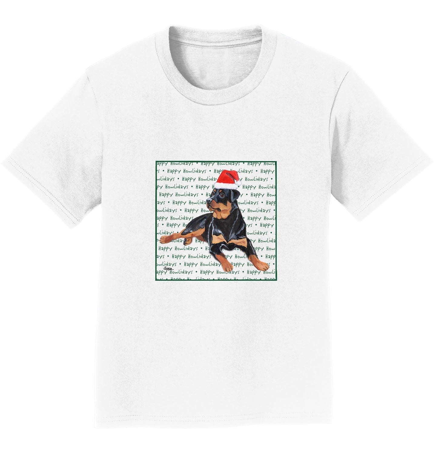 Rottweiler Happy Howlidays Text - Kids' Unisex T-Shirt