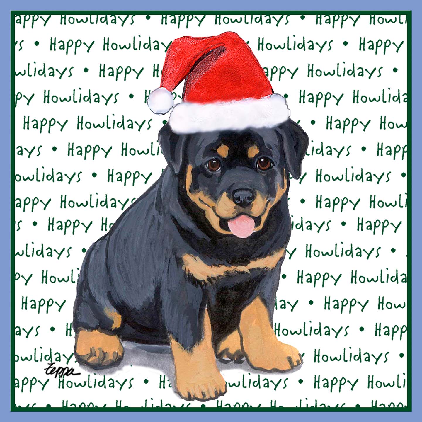 Rottweiler Puppy Happy Howlidays Text - Women's Tri-Blend T-Shirt