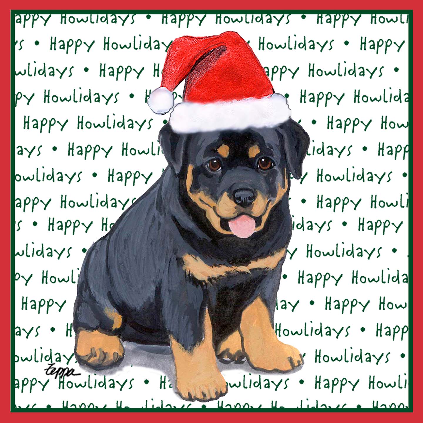 Rottweiler Puppy Happy Howlidays Text - Kids' Unisex T-Shirt