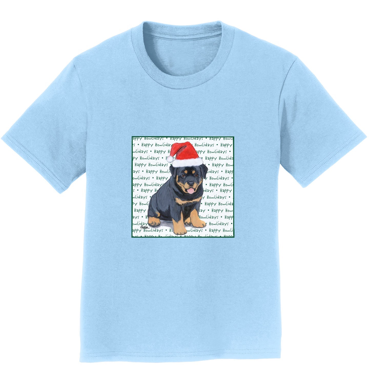 Rottweiler Puppy Happy Howlidays Text - Kids' Unisex T-Shirt