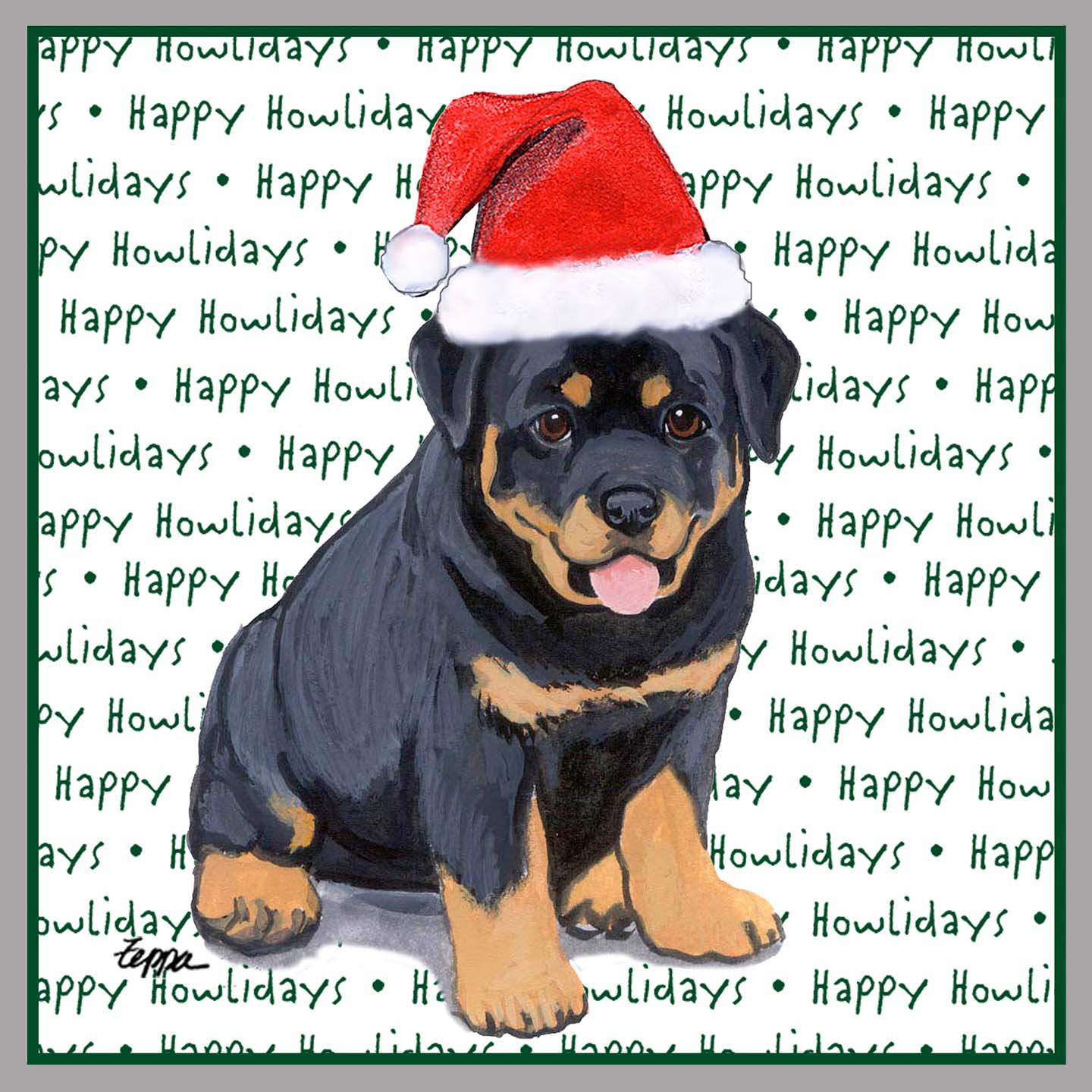 Rottweiler Puppy Happy Howlidays Text - Kids' Unisex Hoodie Sweatshirt