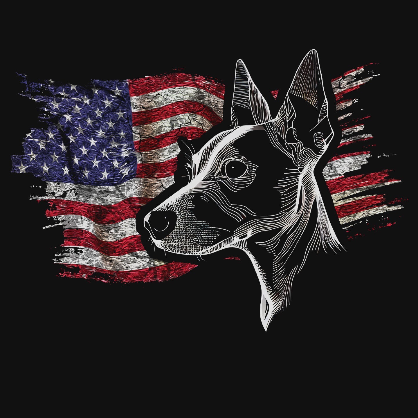Patriotic Rat Terrier American Flag - Adult Unisex T-Shirt