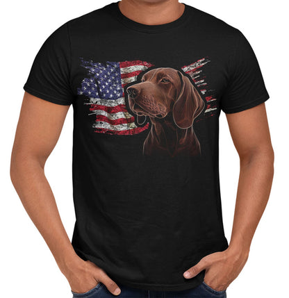 Patriotic Redbone Coonhound American Flag - Adult Unisex T-Shirt