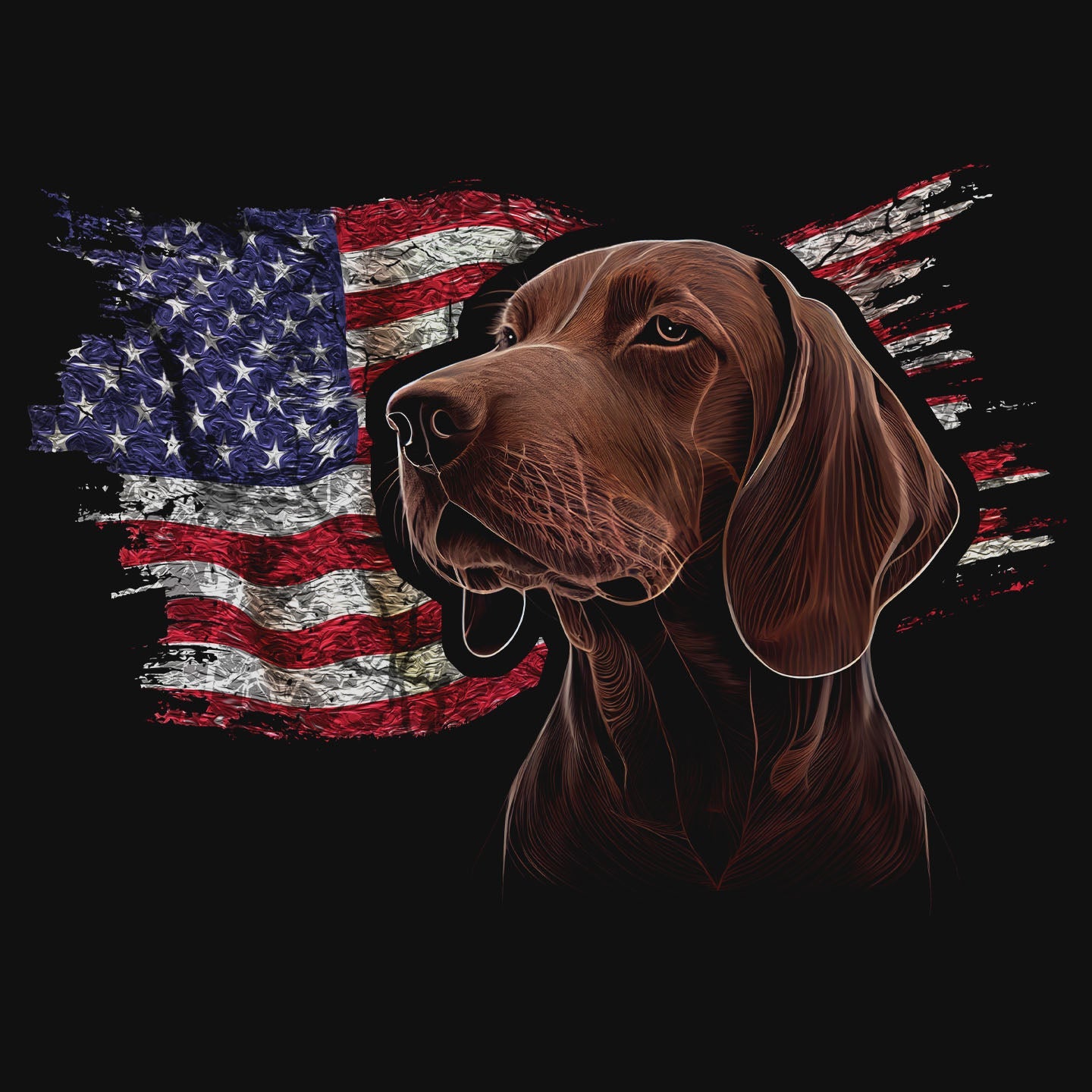 Patriotic Redbone Coonhound American Flag - Women's V-Neck T-Shirt
