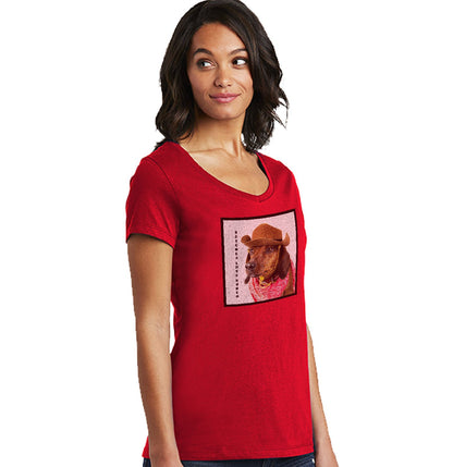 Rodeo Dachshund - Women's V-Neck T-Shirt