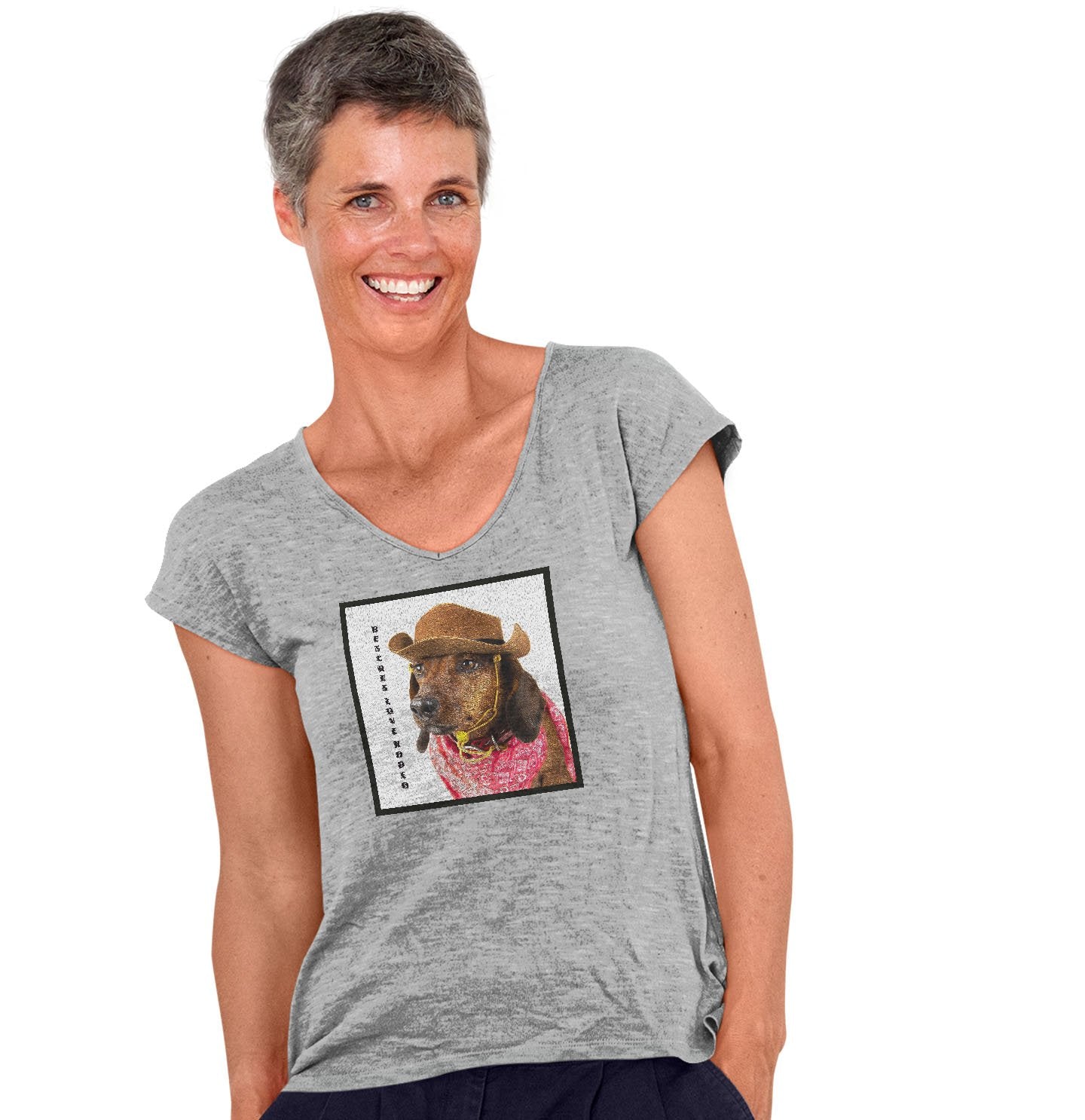 Rodeo Dachshund - Women's V-Neck T-Shirt