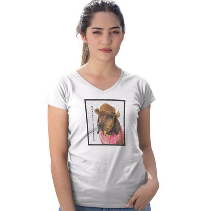 Rodeo Dachshund - Women's V-Neck T-Shirt