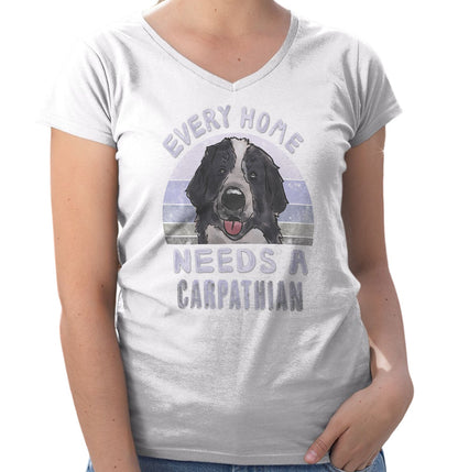 Every Home Needs a Romanian Carpathian Shepherd - Women's V-Neck T-Shirt