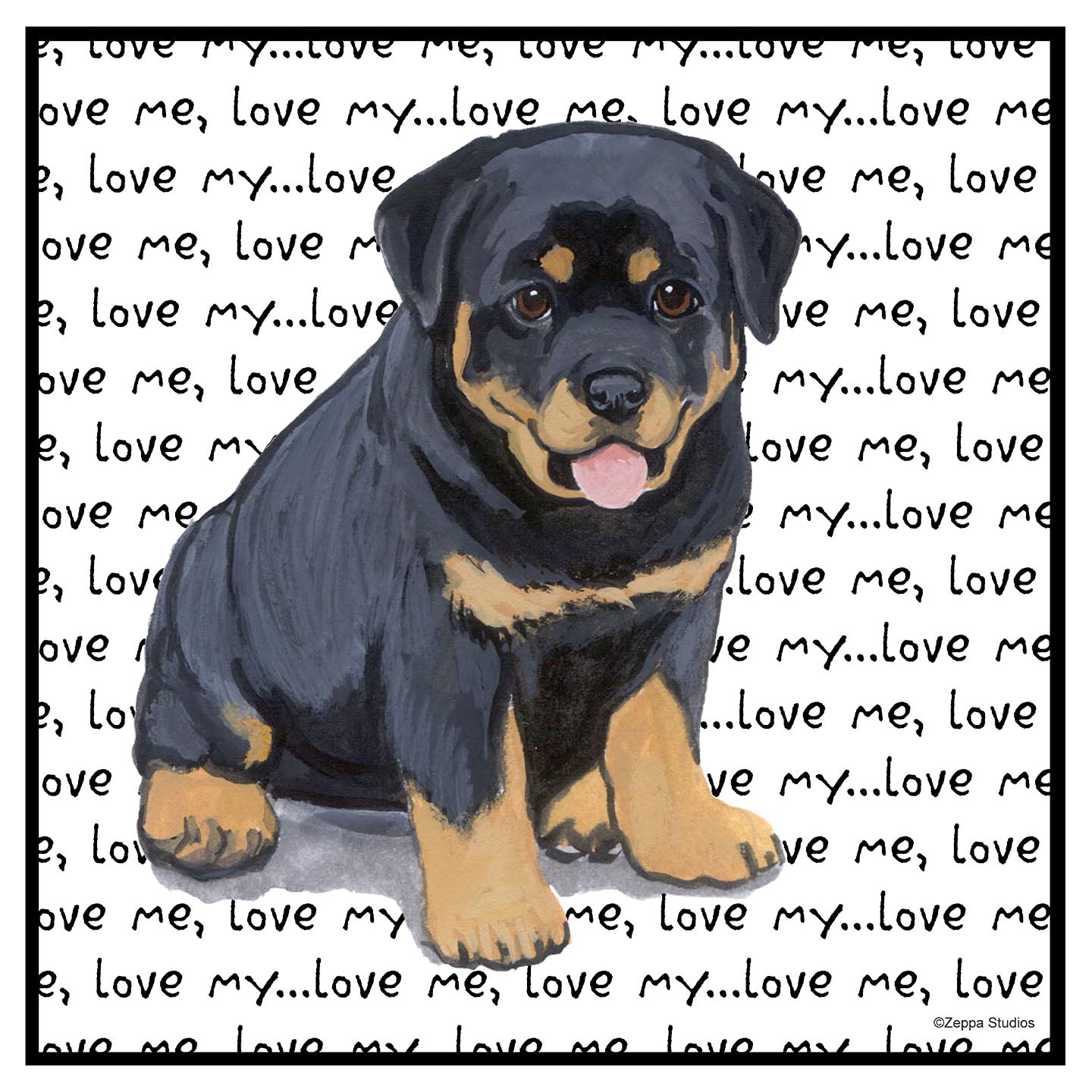 Rottweiler Puppy Love Text - Women's V-Neck Long Sleeve T-Shirt