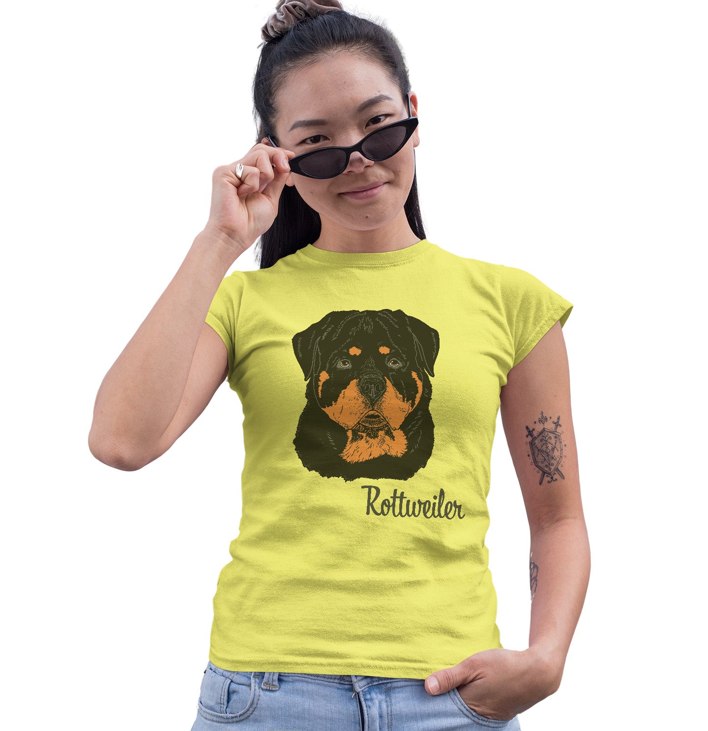 Rottweiler Headshot - Women's Fitted T-Shirt