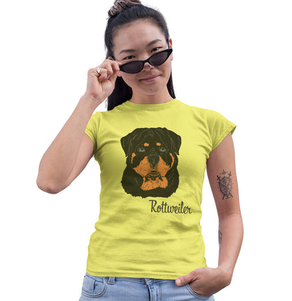 Rottweiler Headshot - Women's Fitted T-Shirt