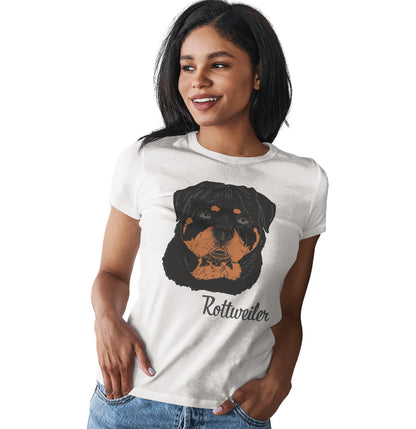 Rottweiler Headshot - Women's Fitted T-Shirt