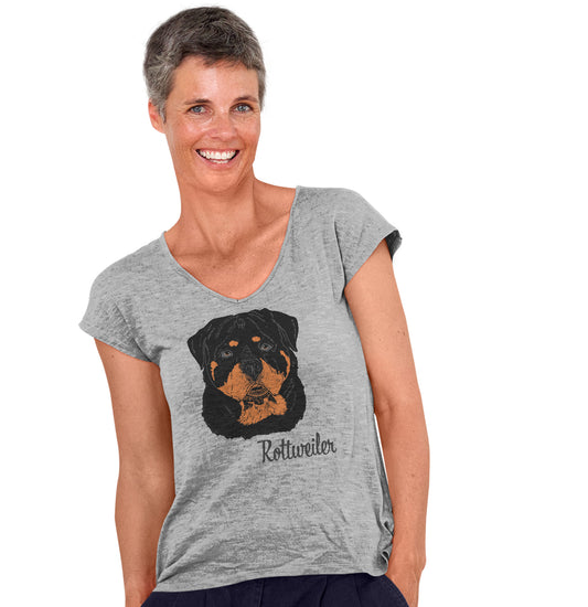 Rottweiler Headshot - Women's V-Neck T-Shirt