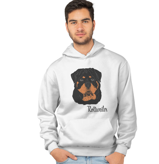 Rottweiler Headshot - Adult Unisex Hoodie Sweatshirt