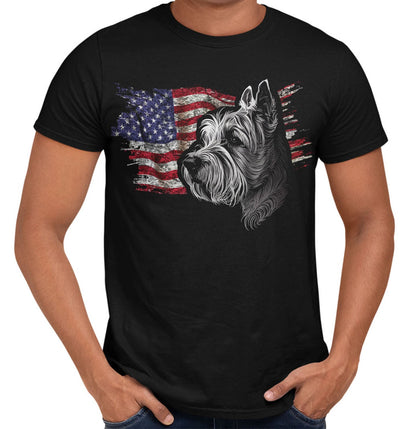 Patriotic Russell Terrier American Flag - Adult Unisex T-Shirt