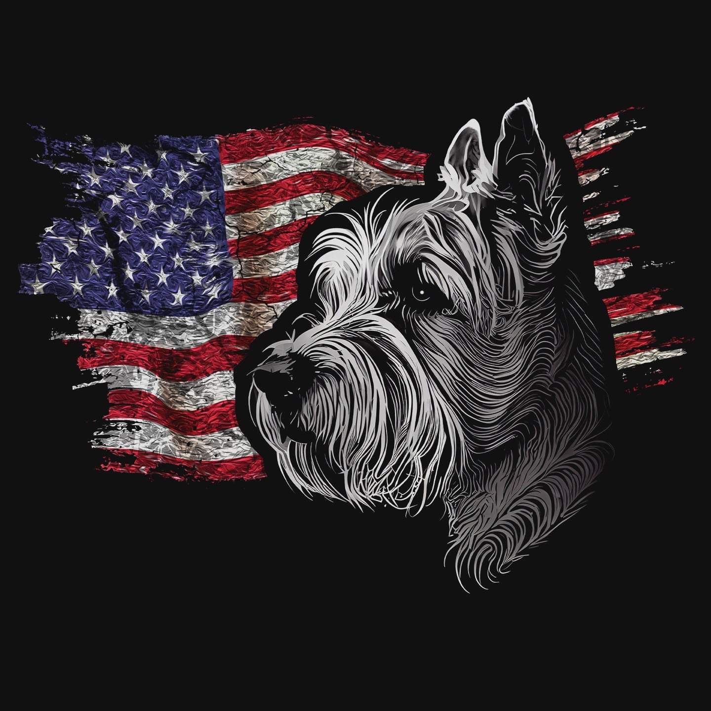 Patriotic Russell Terrier American Flag - Adult Unisex T-Shirt