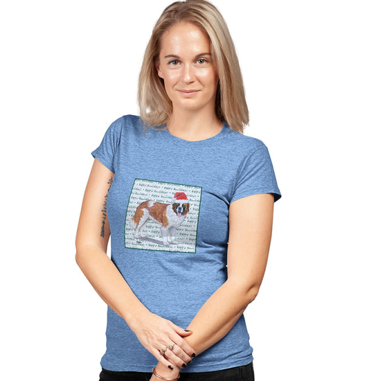 Saint Bernard Happy Howlidays Text - Women's Tri-Blend T-Shirt