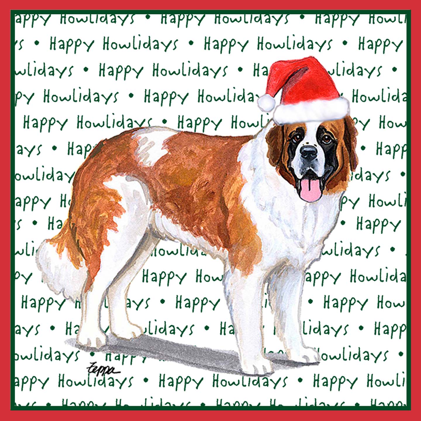 Saint Bernard Happy Howlidays Text - Adult Unisex T-Shirt