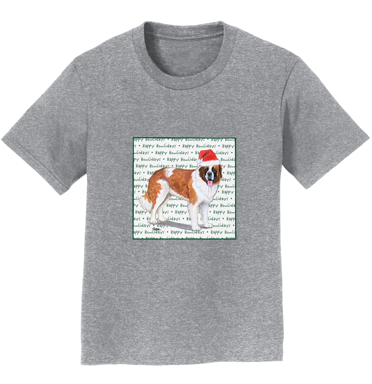 Saint Bernard Happy Howlidays Text - Kids' Unisex T-Shirt