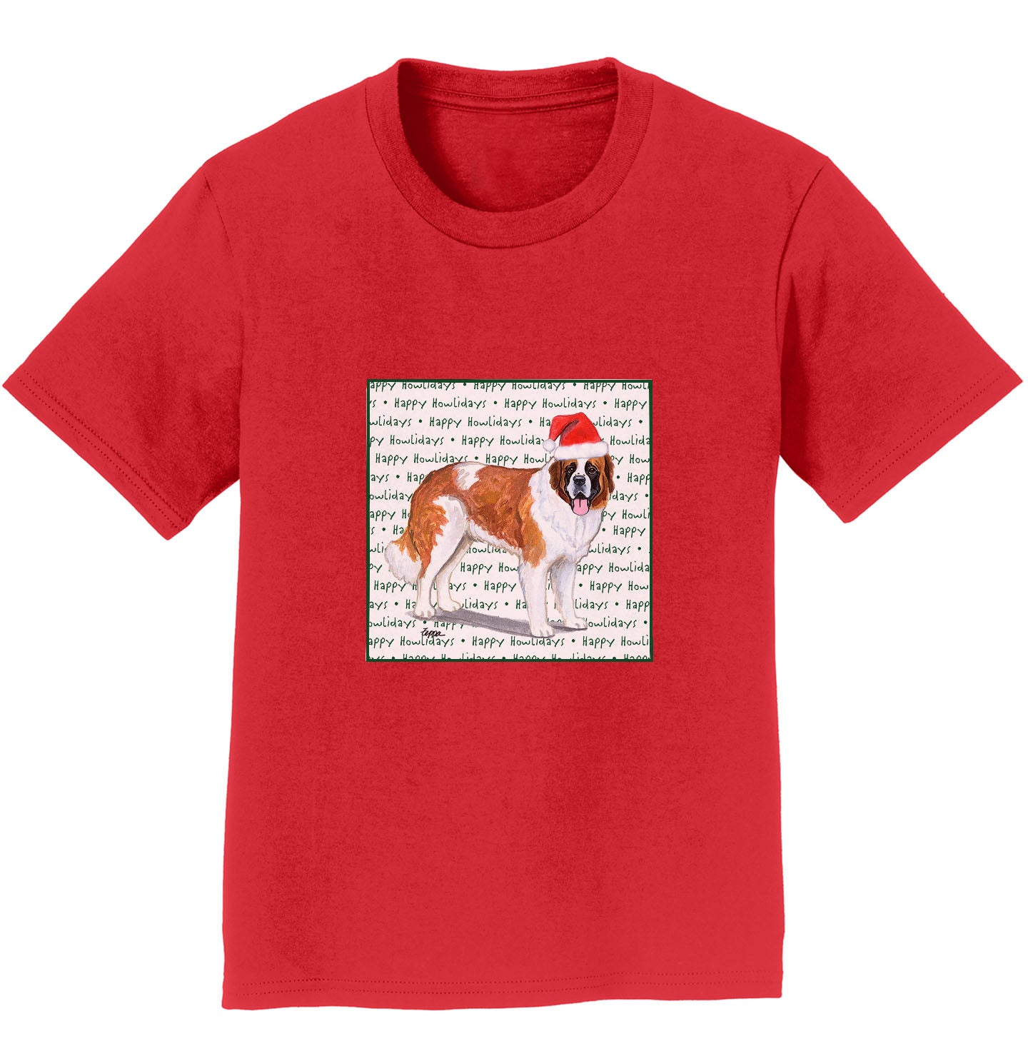 Saint Bernard Happy Howlidays Text - Kids' Unisex T-Shirt