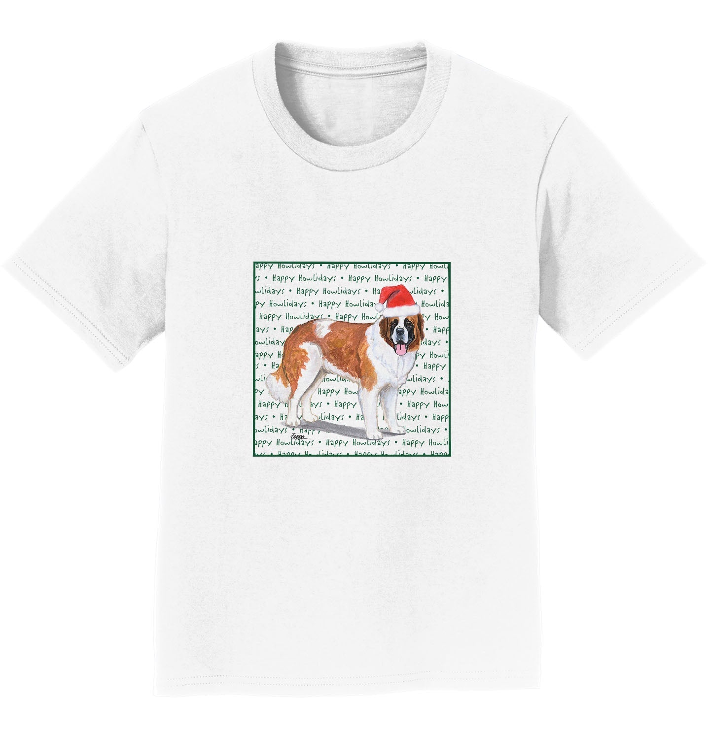 Saint Bernard Happy Howlidays Text - Kids' Unisex T-Shirt