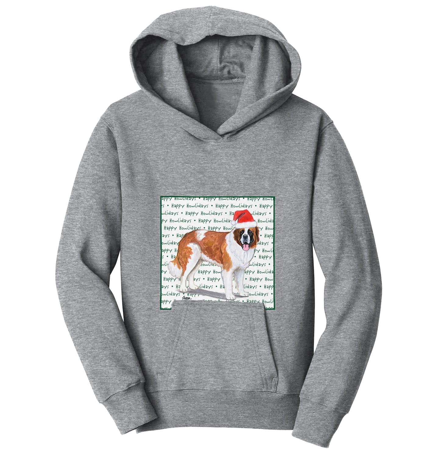 Saint Bernard Happy Howlidays Text - Kids' Unisex Hoodie Sweatshirt