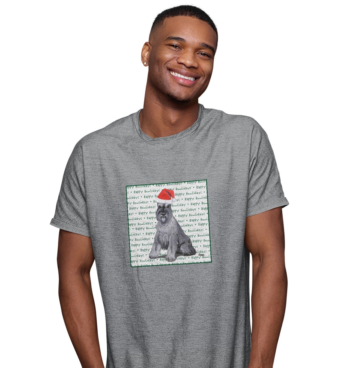 Standard Schnauzer Happy Howlidays Text - Adult Unisex T-Shirt