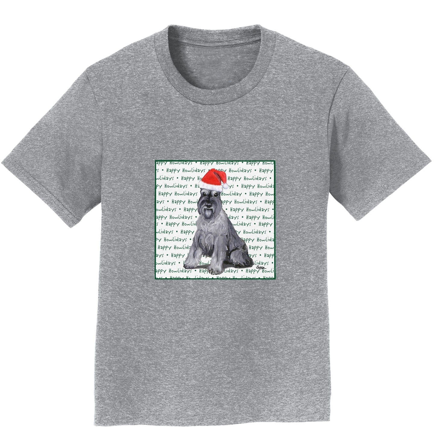 Standard Schnauzer Happy Howlidays Text - Kids' Unisex T-Shirt