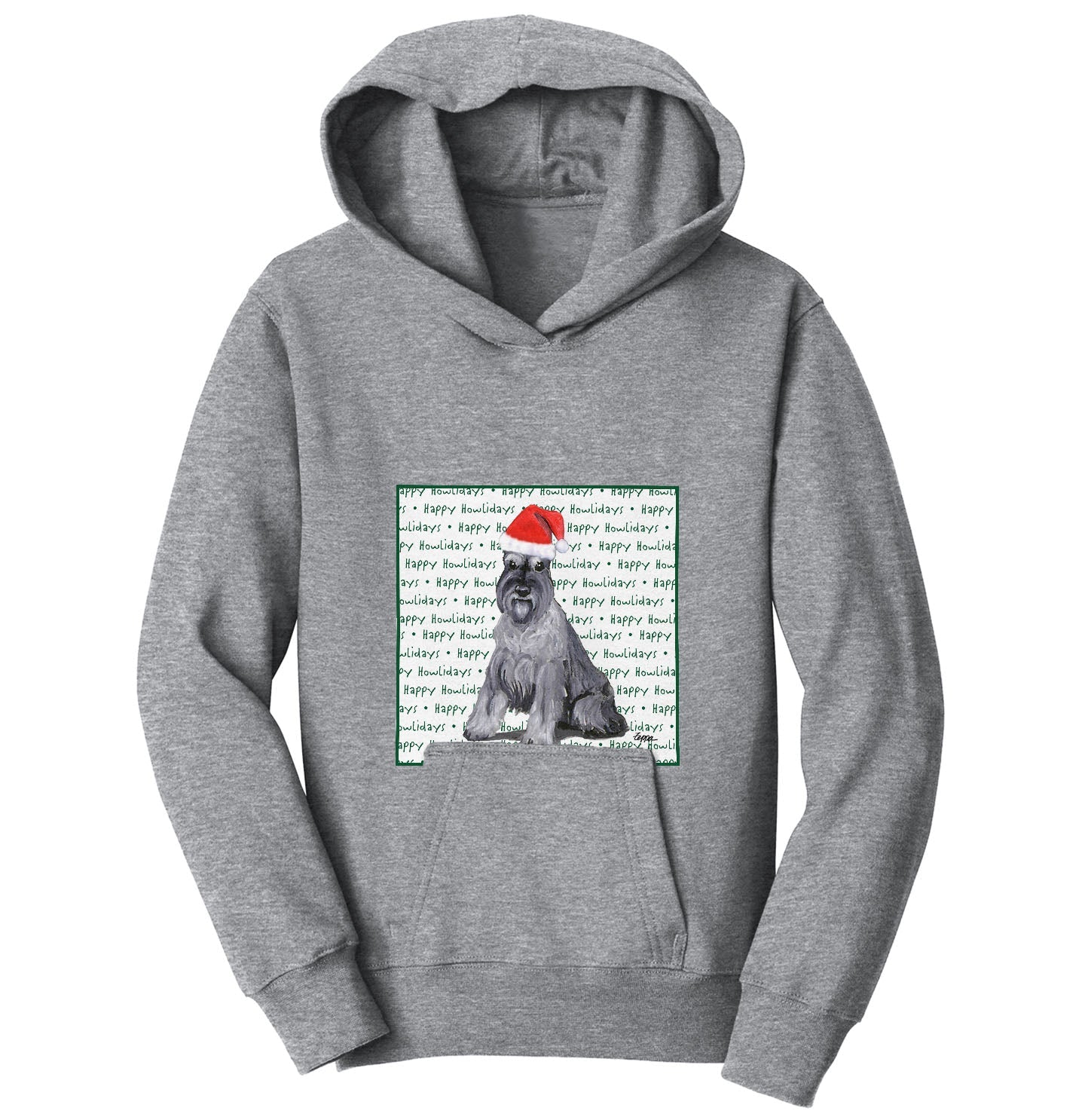 Standard Schnauzer Happy Howlidays Text - Kids' Unisex Hoodie Sweatshirt