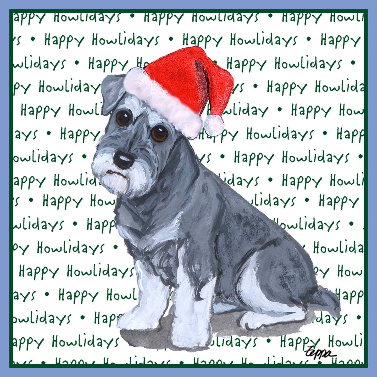 Standard Schnauzer Puppy Happy Howlidays Text - Women's Tri-Blend T-Shirt