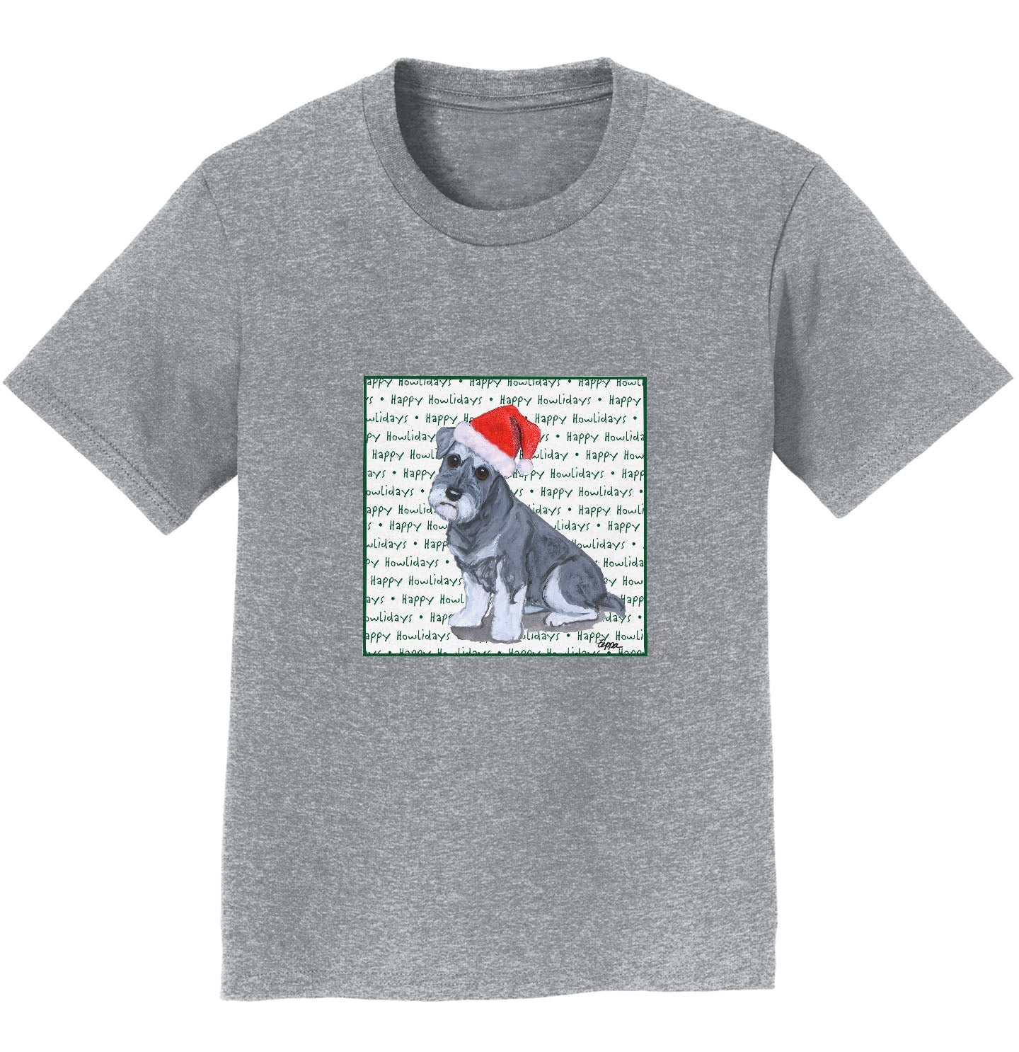 Standard Schnauzer Puppy Happy Howlidays Text - Kids' Unisex T-Shirt