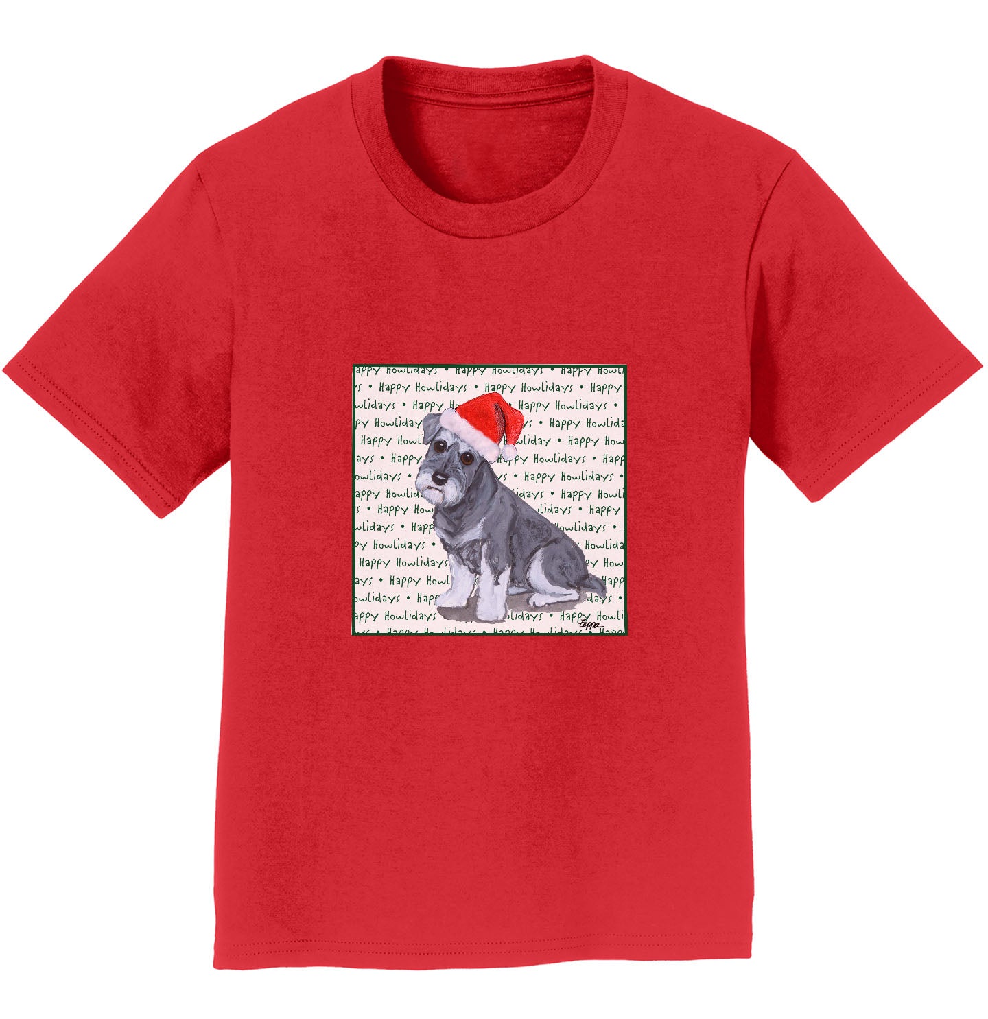 Standard Schnauzer Puppy Happy Howlidays Text - Kids' Unisex T-Shirt