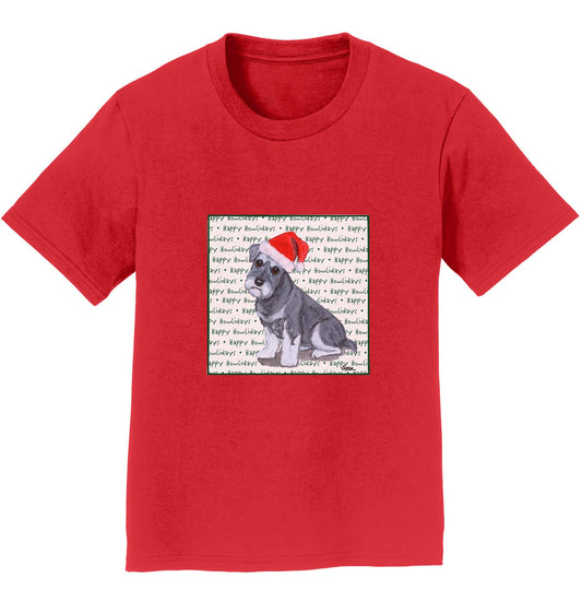 Standard Schnauzer Puppy Happy Howlidays Text - Kids' Unisex T-Shirt