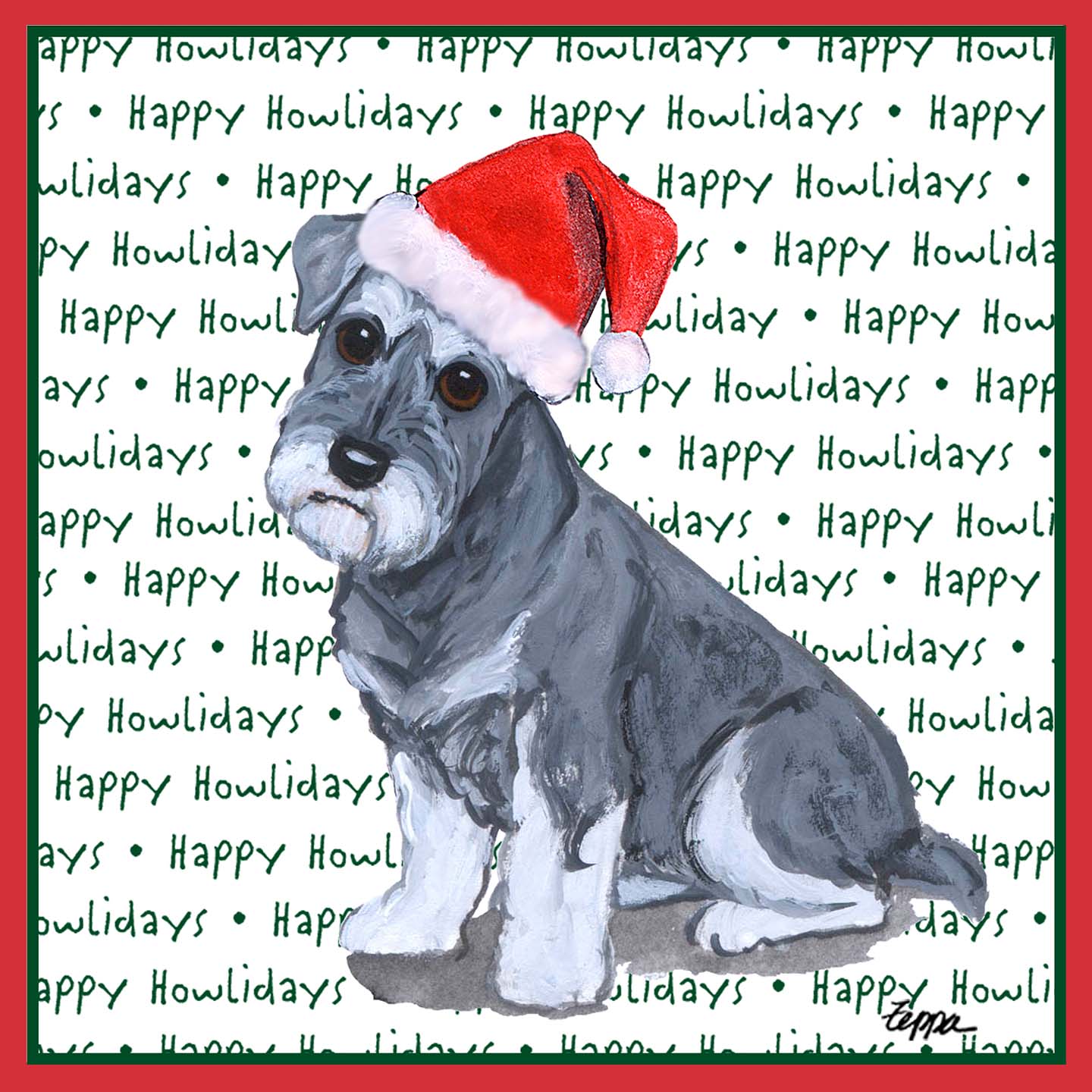 Standard Schnauzer Puppy Happy Howlidays Text - Kids' Unisex T-Shirt