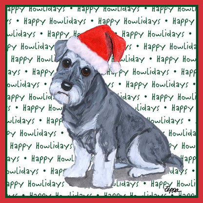 Standard Schnauzer Puppy Happy Howlidays Text - Kids' Unisex T-Shirt