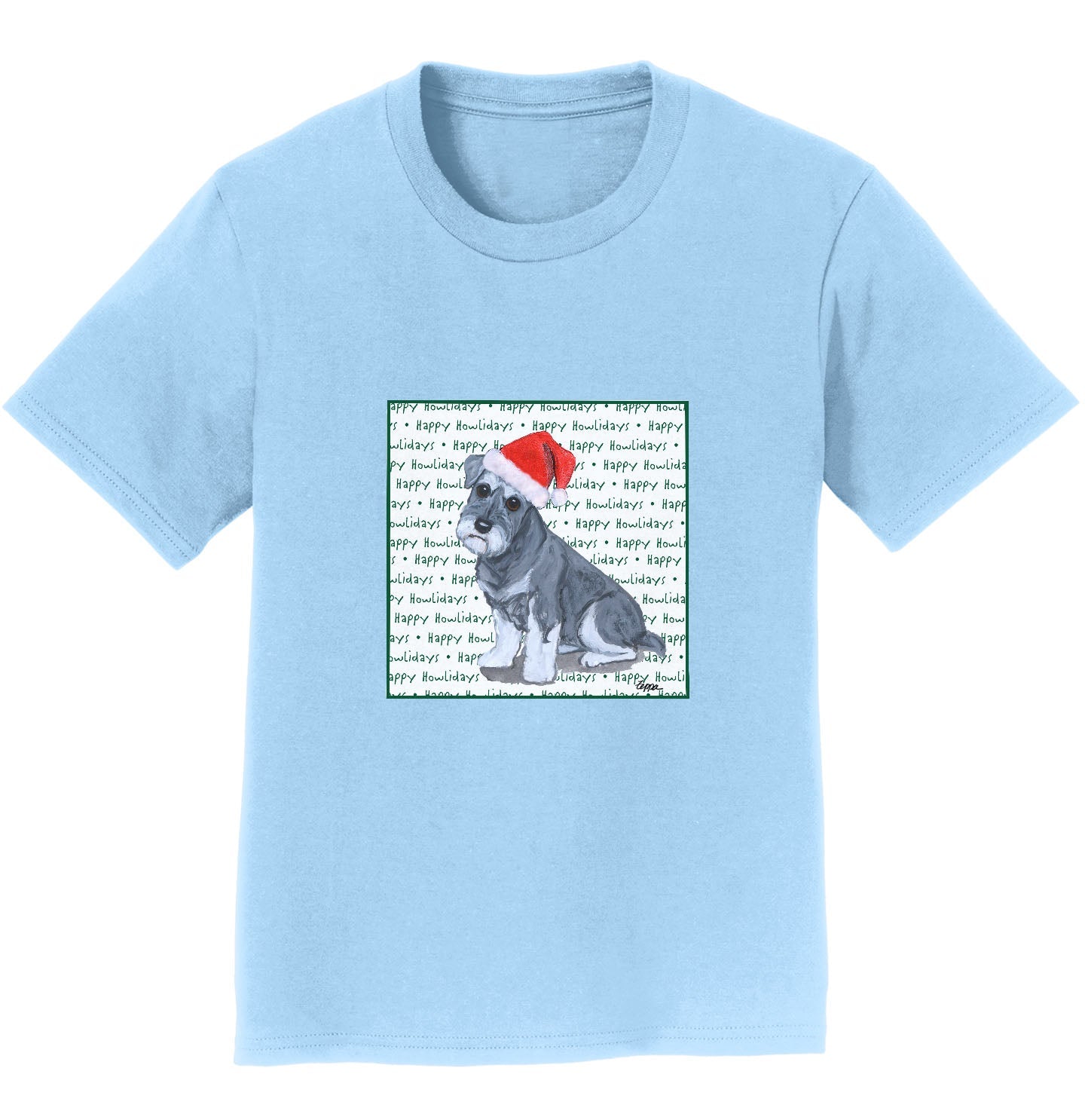 Standard Schnauzer Puppy Happy Howlidays Text - Kids' Unisex T-Shirt