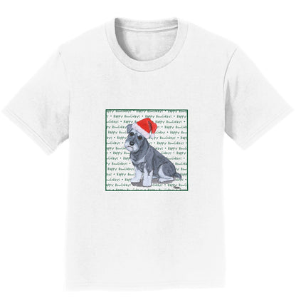 Standard Schnauzer Puppy Happy Howlidays Text - Kids' Unisex T-Shirt