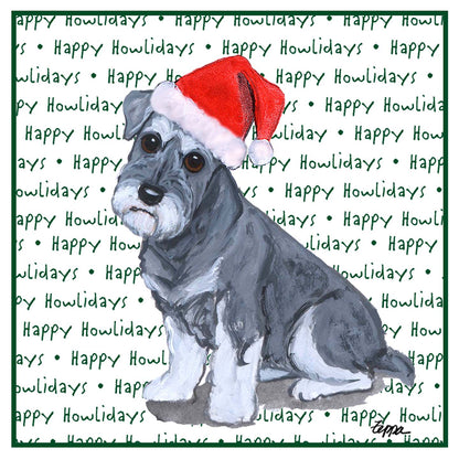 Standard Schnauzer Puppy Happy Howlidays Text - Adult Unisex Hoodie Sweatshirt