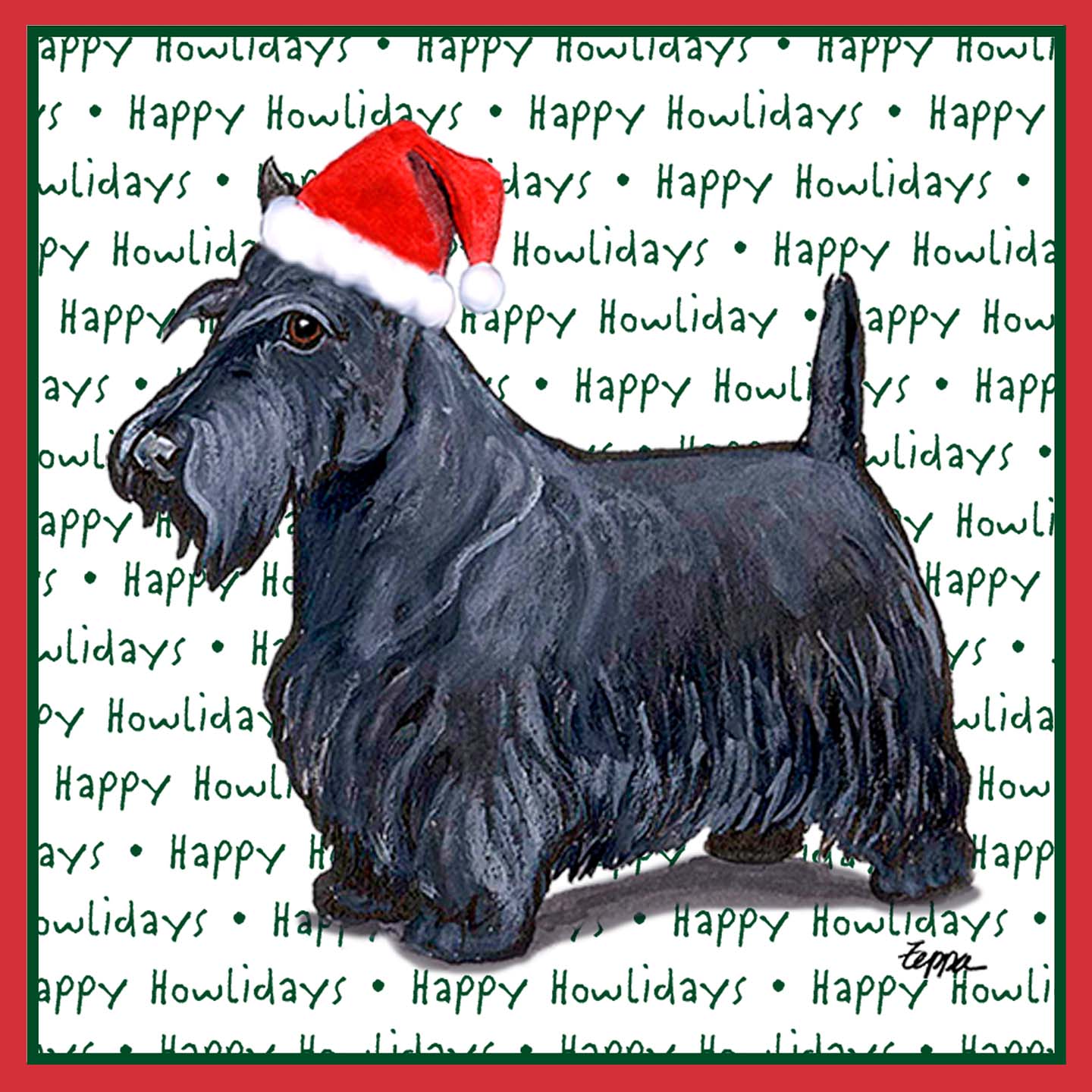 Scottish Terrier Happy Howlidays Text - Adult Unisex T-Shirt